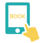 E-book icon with finger on screen