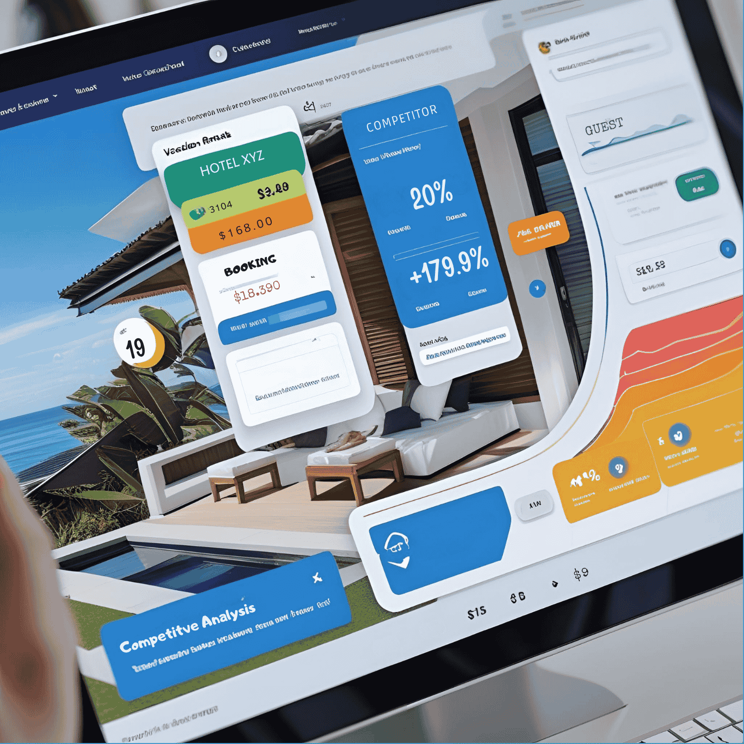 Hotel Website Dashboard auf Computerbildschirm
